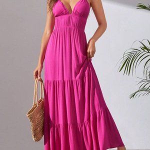 2 for $25!! Tall Solid Ruffle Hem Cami Dress (Hot Pink)